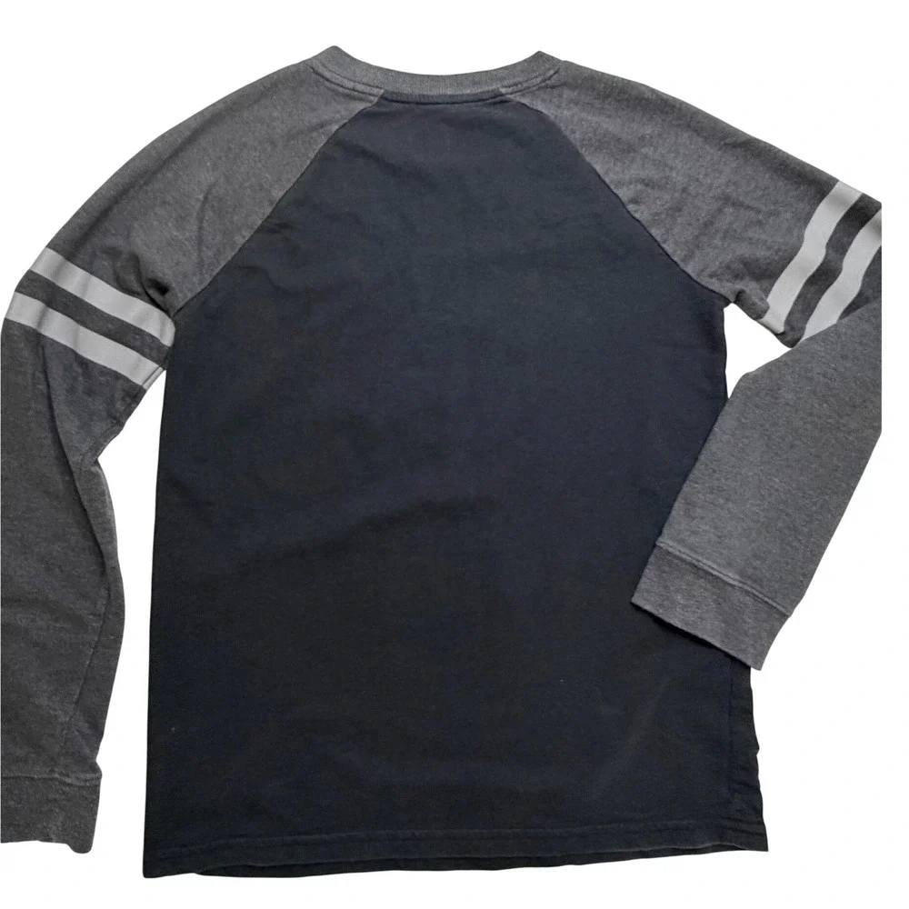 BCG Boys Gotta Stay Fly Graphic Raglan Long Sleeve Shirt Black Gray Size L 12-14